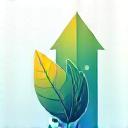 Icoon dat een opwaartse pijl met een blad voorstelt.